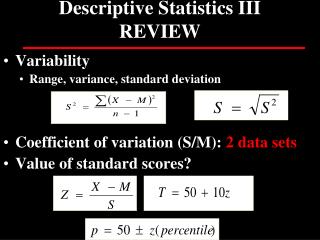 Descriptive Statistics III REVIEW