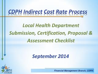 Local Health Department Submission, Certification, Proposal &amp; Assessment Checklist September 2014