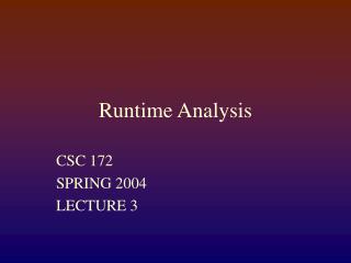 Runtime Analysis