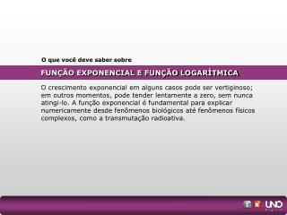 FUNÇÃO EXPONENCIAL E FUNÇÃO LOGARÍTMICA