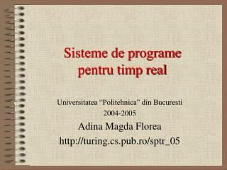 Sisteme de programe pentru timp real