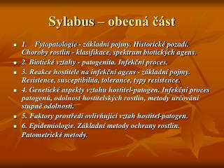 Sylabus – obecná část