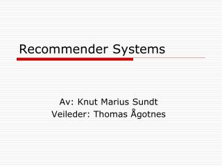 Recommender Systems