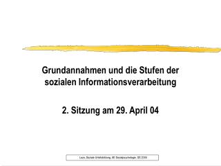 Grundannahmen und die Stufen der sozialen Informationsverarbeitung 2. Sitzung am 29. April 04