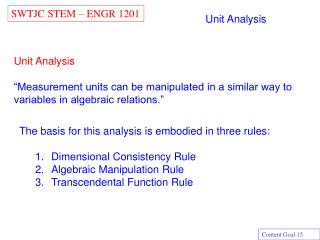 Unit Analysis