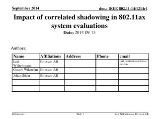 Impact of correlated shadowing in 802.11ax system evaluations