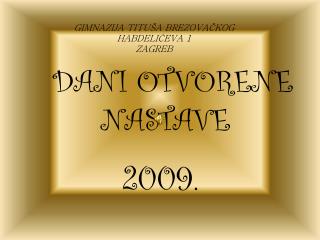 DANI OTVORENE NASTAVE