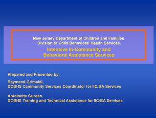 New Jersey Department of Children and Families Division of Child Behavioral Health Services