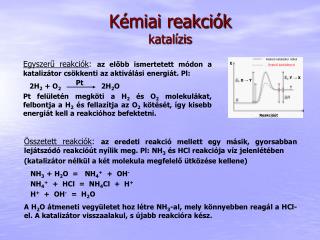 Kémiai reakciók katalízis