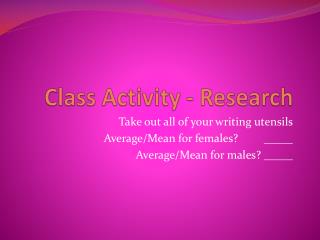 Class Activity - Research