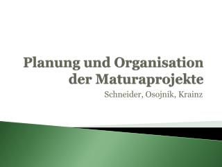 Planung und Organisation der Maturaprojekte