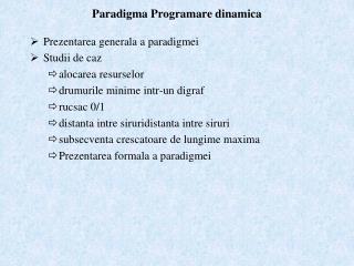 Paradigma Programare dinamica