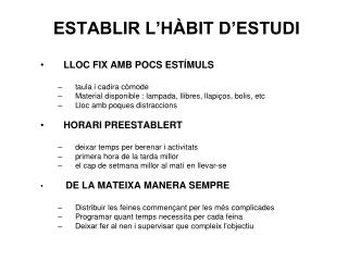 ESTABLIR L’HÀBIT D’ESTUDI