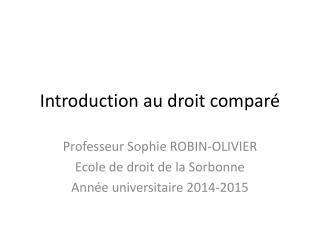 Introduction au droit comparé