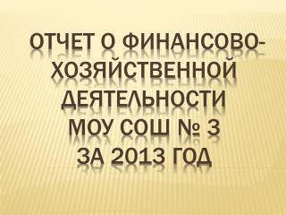 отчет о финансово-хозяйственной деятельности МОУ СОШ № 3 за 2013 год