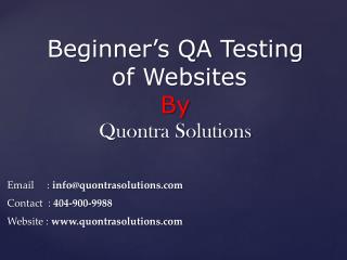 Beginner’s QA Testing of Websites By Quontra Solutions