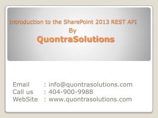 Introduction to the SharePoint 2013 REST API by Quontra