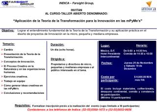 INDICA – Farsight Group , INVITAN AL CURSO-TALLER ABIERTO DENOMINADO: