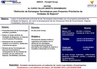 INDICA – Farsight Group , INVITAN AL CURSO-TALLER ABIERTO DENOMINADO: