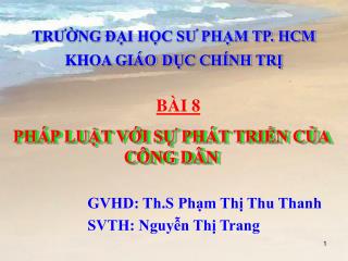 TRƯỜNG ĐẠI HỌC SƯ PHẠM TP. HCM KHOA GIÁO DỤC CHÍNH TRỊ