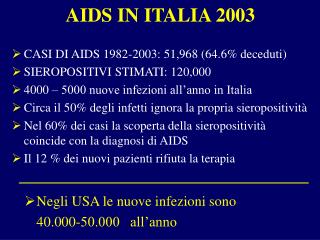 AIDS IN ITALIA 2003