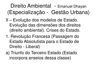 Direito Ambiental - Emanuel Dhayan (Especialização - Gestão Urbana)