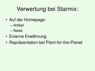 Verwertung bei Starmix: