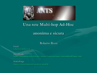 Una rete Multi-hop Ad-Hoc anonima e sicura