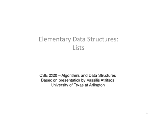 Elementary Data Structures: Lists