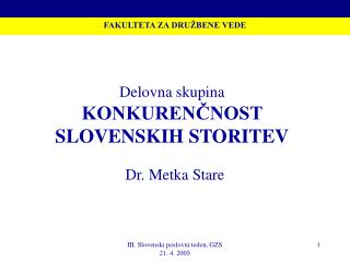 Delovna skupina KONKURENČNOST SLOVENSKIH STORITEV