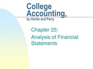 College Accounting, by Heintz and Parry