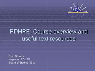 PDHPE: Course overview and useful text resources