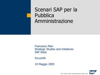 Scenari SAP per la Pubblica Amministrazione