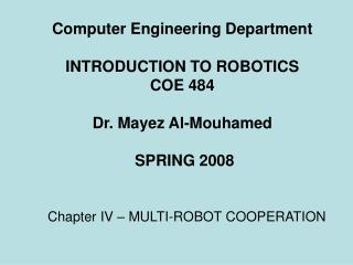 Chapter IV – MULTI-ROBOT COOPERATION