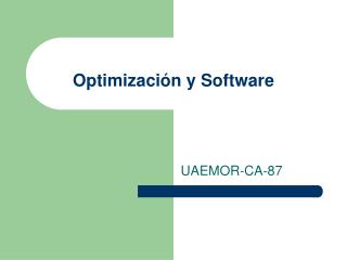 Optimización y Software