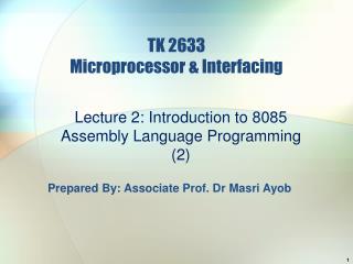 TK 2633 Microprocessor &amp; Interfacing