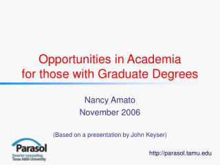 Opportunities in Academia for those with Graduate Degrees