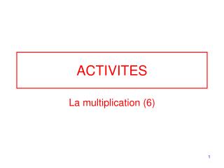 ACTIVITES