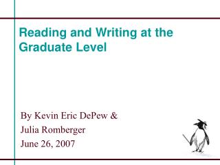Reading and Writing at the Graduate Level