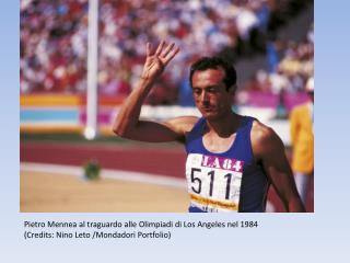Pietro Mennea al traguardo alle Olimpiadi di Los Angeles nel 1984