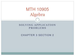 MTH 10905 Algebra