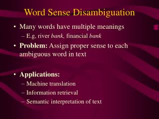 Word Sense Disambiguation