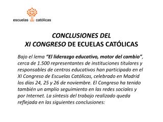 CONCLUSIONES DEL XI CONGRESO DE ECUELAS CATÓLICAS