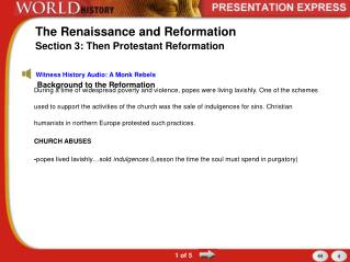 The Renaissance and Reformation