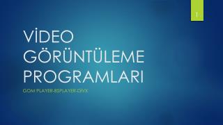 VİDEO GÖRÜNTÜLEME PROGRAMLARI