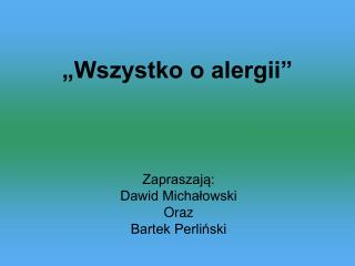 „Wszystko o alergii”