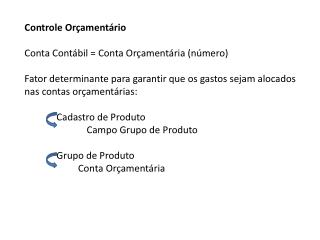 Controle Orçamentário Conta Contábil = Conta Orçamentária (número)