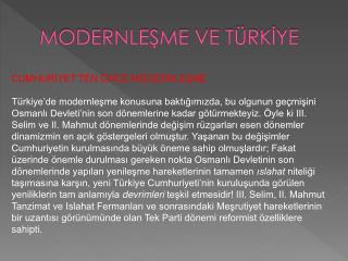 MODERNLEŞME VE TÜRKİYE