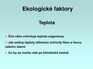 Ekologické faktory