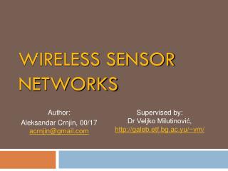 WIRELESS SENSOR NETWORKS